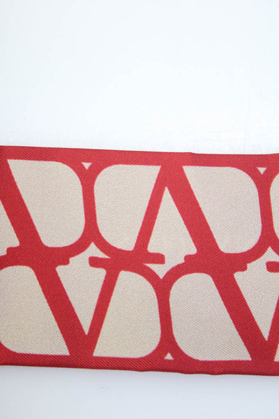 Valentino Mens Red Cream Silk Graphic Print Ascot Tie