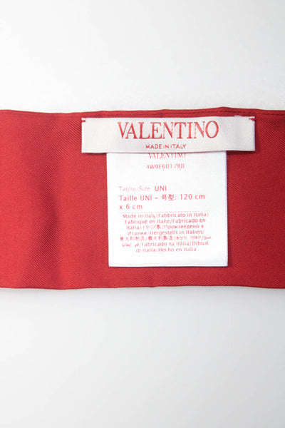 Valentino Mens Red Cream Silk Graphic Print Ascot Tie