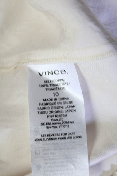 Vince Womens Collared Drawstring Hem Long Sleeve Button Down Shirt Beige Size 10