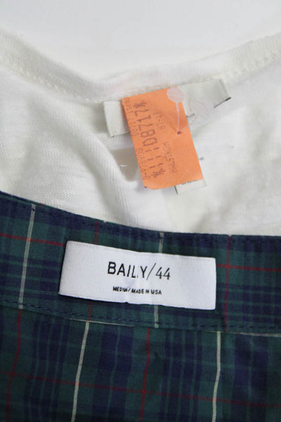 Bailey 44 Joie Womens Plaid Off Shoulder Blouses Green Blue White Size M Lot 2