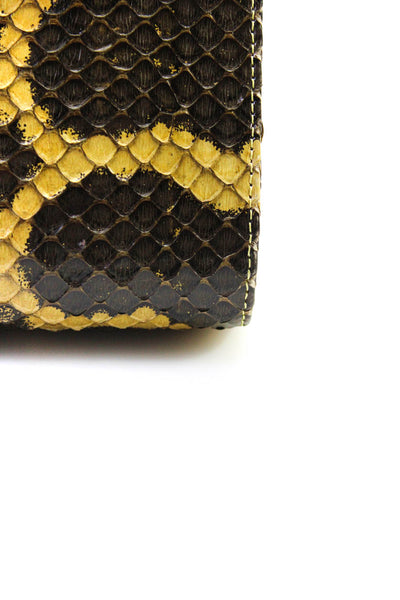Pantera Womens Reptile Skin Textured Clasp Lock Clutch Handbag Yellow