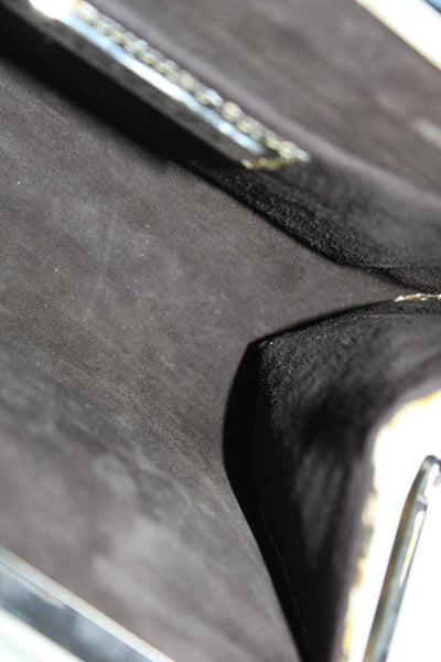 Pantera Womens Reptile Skin Textured Clasp Lock Clutch Handbag Yellow