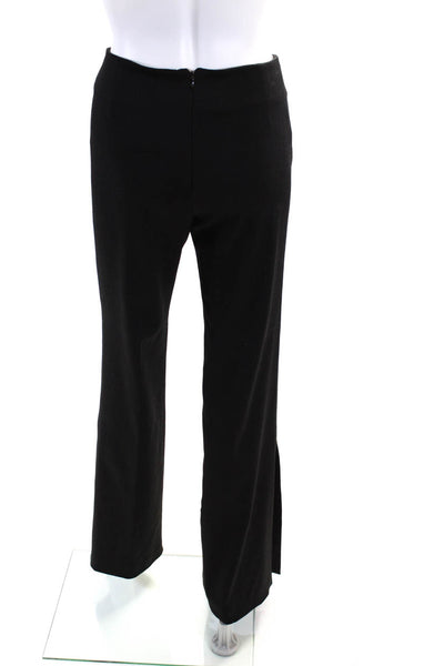 Paola Frani Womens Wool Jeweled Striped Side Slit Hem Zipped Pants Black Size 10