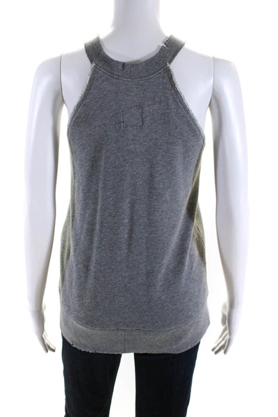 R+A Womens Cotton Sleeveless Distress Pullover Halter Blouse Top Gray Size M