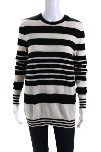 Equipment Femme Womens Black White Cashmere Striped Pullover Sweater Top Size XS