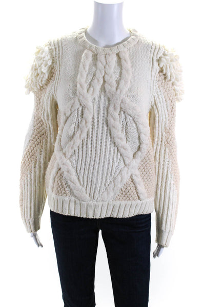 & Other Stories Womens White Textured Cotton Long Sleeve Sweater Top Size S