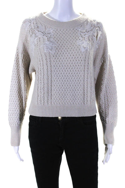 Rebecca Taylor Womens Lace Applique Pullover Off-White Size 0 13337583