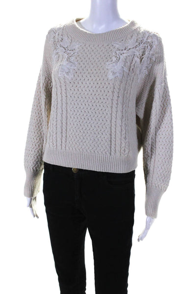 Rebecca Taylor Womens Lace Applique Pullover Off-White Size 2 13337562