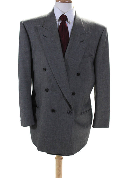 Canali Mens Wool Textured Darted Buttoned Collared Blazer Gray Size EUR58