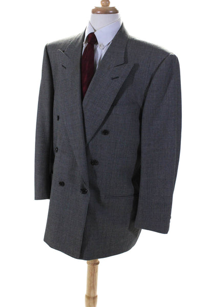Canali Mens Wool Textured Darted Buttoned Collared Blazer Gray Size EUR58
