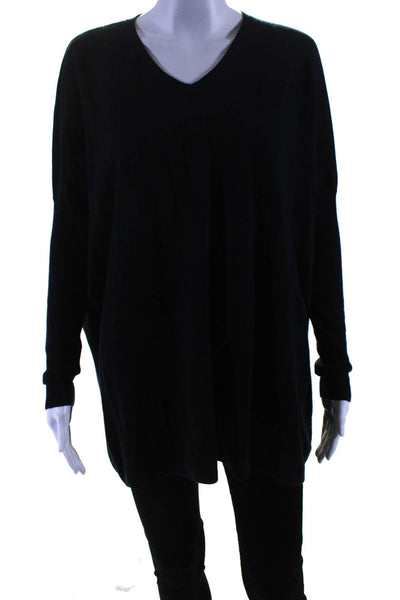 Kokun Womens 3/4 Sleeve Oversized V Neck Sweater Navy Blue Size M/L