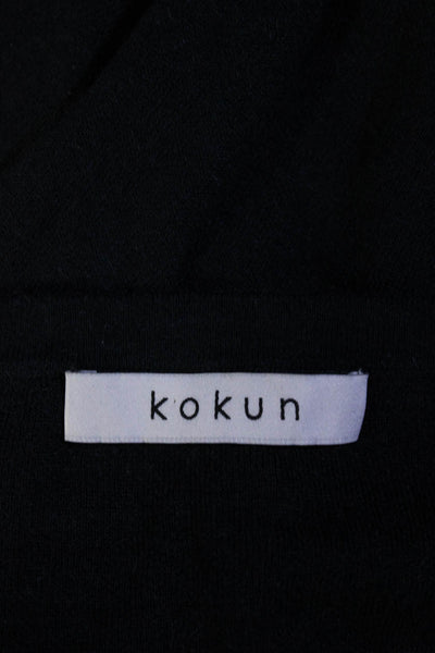 Kokun Womens 3/4 Sleeve Oversized V Neck Sweater Navy Blue Size M/L