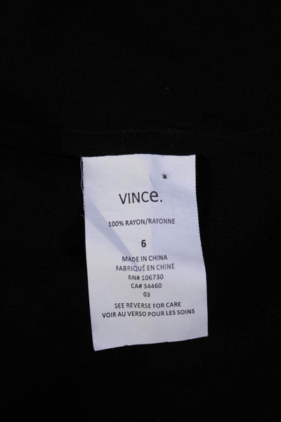 Vince Womens Long Sleeve Side Slit V Neck Oversized Shirt Black Size 6