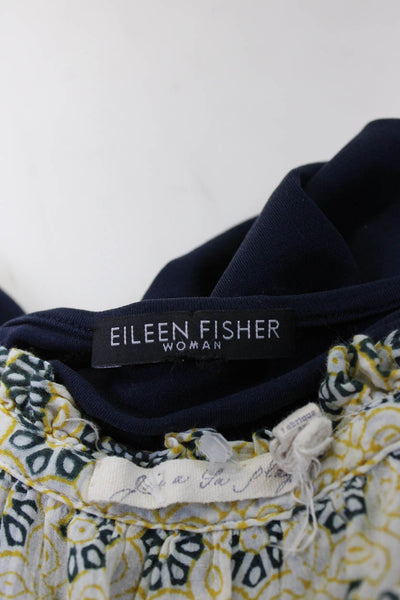 Eileen Fisher Joie A La Plage Womens Tank Top Blouse Blue White 8 Large Lot 2
