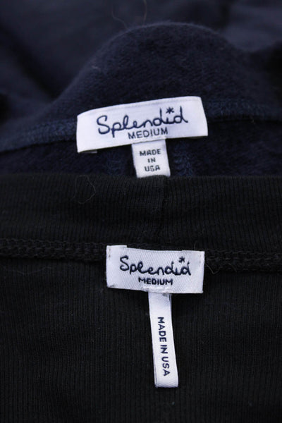 Splendid Womens Button Open Front Cardigan Sweaters Black Navy Medium Lot 2