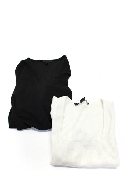 French Connection Banana Republic Ribbed Draped Tops White Black Size XS Lot 2