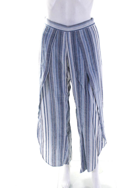 Drew Womens Blue Striped Mid-Rise High Split Pull On Tulip Pants Size XS