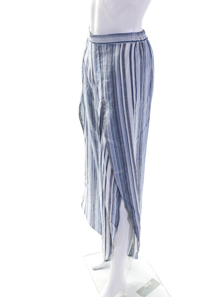 Drew Womens Blue Striped Mid-Rise High Split Pull On Tulip Pants Size XS