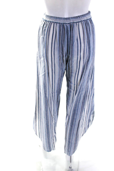 Drew Womens Blue Striped Mid-Rise High Split Pull On Tulip Pants Size XS