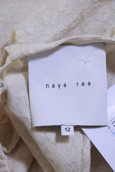 Naya Rea Women's Round Neck Short Sleeves Tiered Mini Dress Cream Size 12