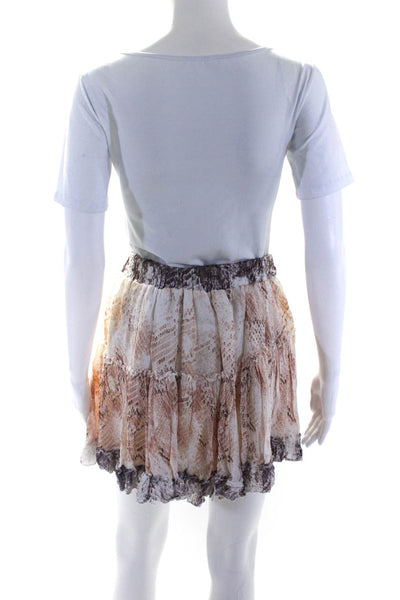 Muche Et Muchette Women's Elastic Waist Tiered Snake Print Mini Skirt Size S