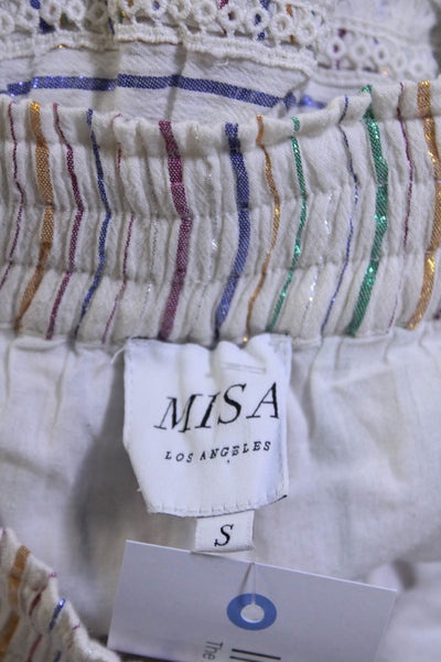 Misa Women's Elastic Waist Tassel Ruffle Lined Mini Stripe Skirt Size S