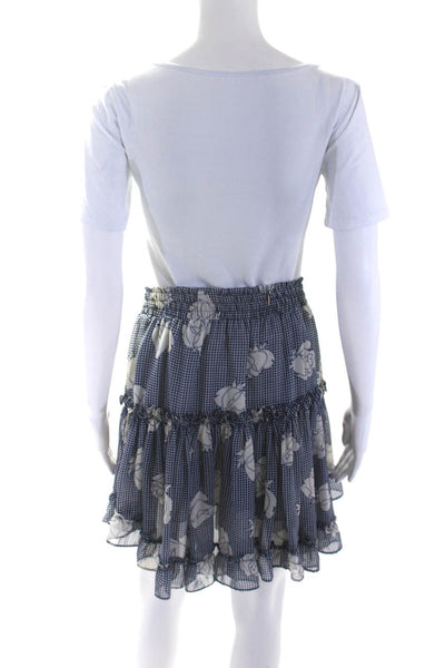 Misa Women's Smocked Waist Tiered Ruffle Floral Lined Mini Skirt Size L