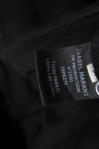 Etoile Isabel Marant Womens Linen Ruffled A-Line Belted Dress Black Size 34