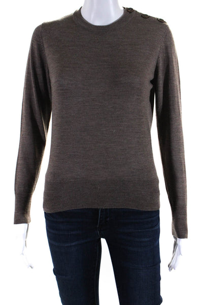 Sessun Womens Wool Knit Crew Neck Long Sleeve Sweater Top Brown Size XS