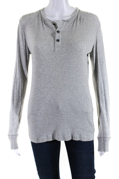 Ralph Lauren Black Label Womens Knit 1/2 Button Up Henley T-Shirt Gray Size S