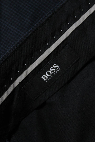 Boss Hugo Boss Mens Flat Front Zip Up Straight Leg Dress Pants Navy Size 38