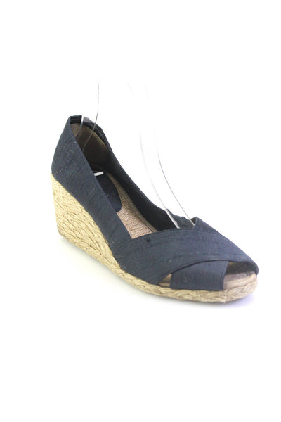Lauren Ralph Lauren Womens Blue Peep Toe Espadrille Wedge Heels Shoes Size 7.5B