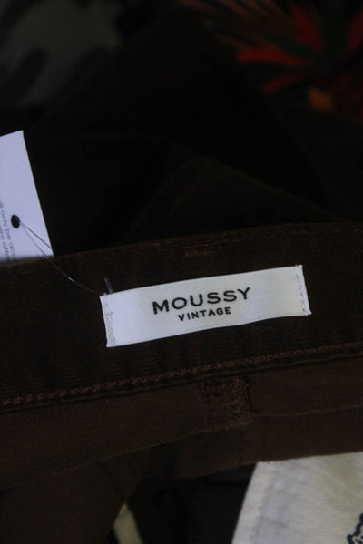 Moussy Women's Corduroy Mid Rise Slim Ankle Skinny Pants Brown Size 28