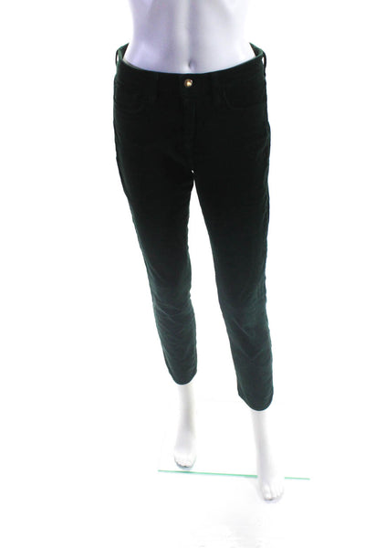L'Agence Women's Corduroy Mid Rise Slim Fit Pants Dark Green Size 28