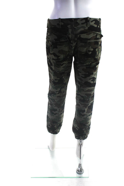 Nili Lotan Women's Cotton Camouflage Print Ankle Zip Pants Green Size 4