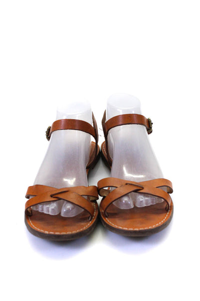 Madewell Womens Leather Cross Strap Slingbacks Sandals Brown Size 9 Medium