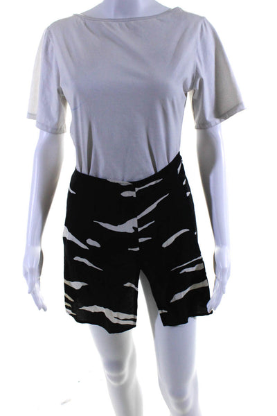 Reformation Womens Unlined Abstract Print Front Split Mini Skirt Black Size 2