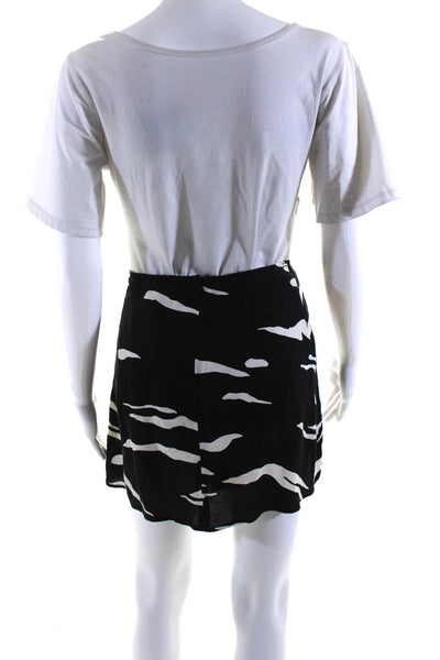 Reformation Womens Unlined Abstract Print Front Split Mini Skirt Black Size 2