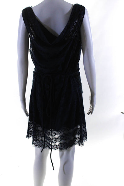 Calypso Saint Barth Womens Diamond Lace Cowl Neck Sheath Dress Navy Blue Size M