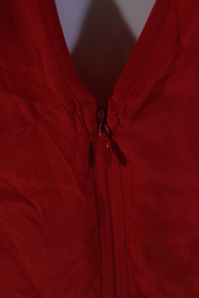 Vena Cava Womens 100% Silk High V Neck Sleeveless Tank Blouse Red Black Size 0