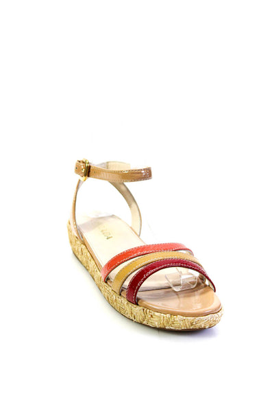 Prada Womens Espadrille Strappy Ankle Buckled Platform Sandals Red Size EUR35.5