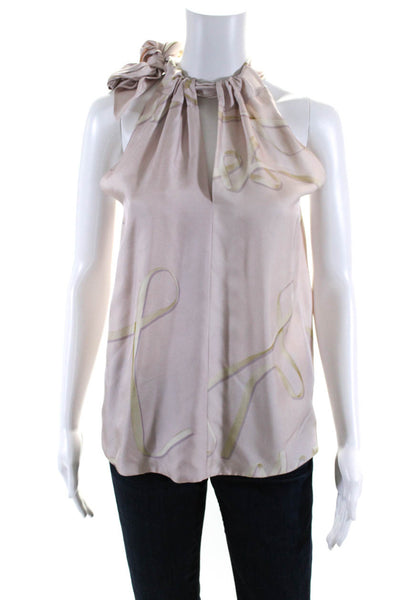 Cynthia Rowley Womens Striped Ruched Tied Sleeveless Halter Blouse Pink Size XS