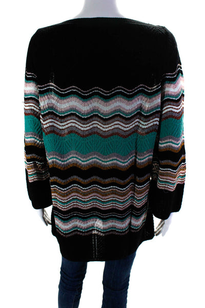 Missoni Womens Metallis Wool Blend Striped Pullover Sweater Top Black Size 6