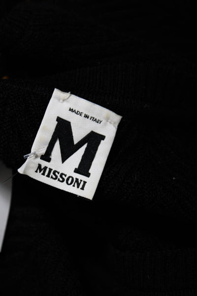 Missoni Womens Metallis Wool Blend Striped Pullover Sweater Top Black Size 6