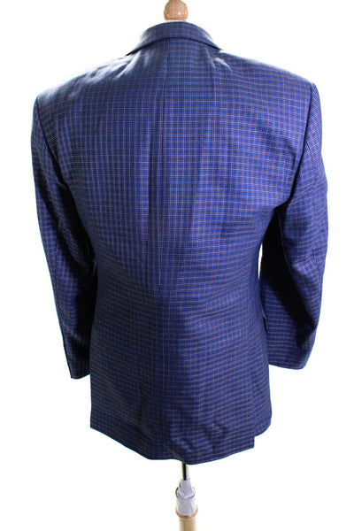Feraud Men's Collar Long Sleeves Lined Two Button Plaid Jacket Size 42