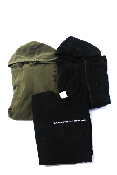 Zara Mens Graphic Long Sleeve Crew Neck Sweatshirts Jackets Black Size M Lot 3
