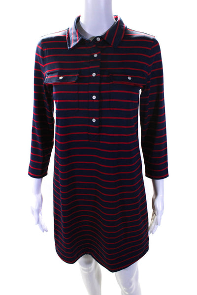 Vineyard Vines Womens Striped Print Knee Length Shirt Dress Blue Red Size XS