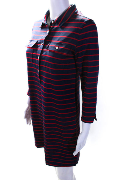 Vineyard Vines Womens Striped Print Knee Length Shirt Dress Blue Red Size XS