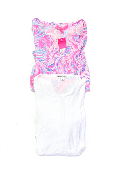Lilly Pulitzer James Perse Womens Cotton Tunic Shirts Pink White Size XS 0 Lot 2
