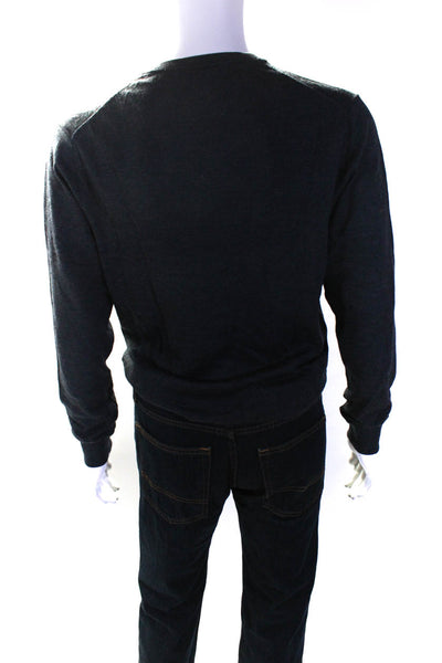 Bonobos Mens Merino Wool V Neck Long Sleeved Thin Tight Knit Sweater Gray Size L